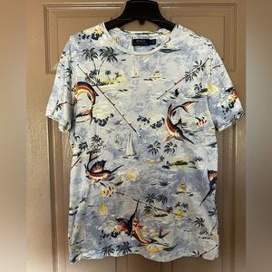 Polo Ralph Lauren Vintage Blue Marlin Print T-Shirt